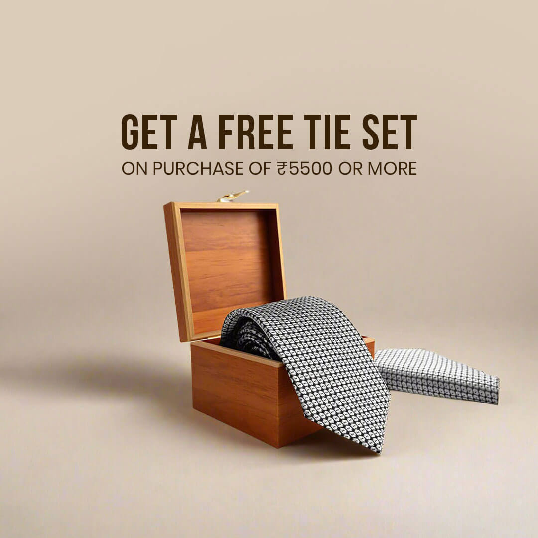 Windsor Geometric Handmade Tie & Pocket Square in Black & Silver