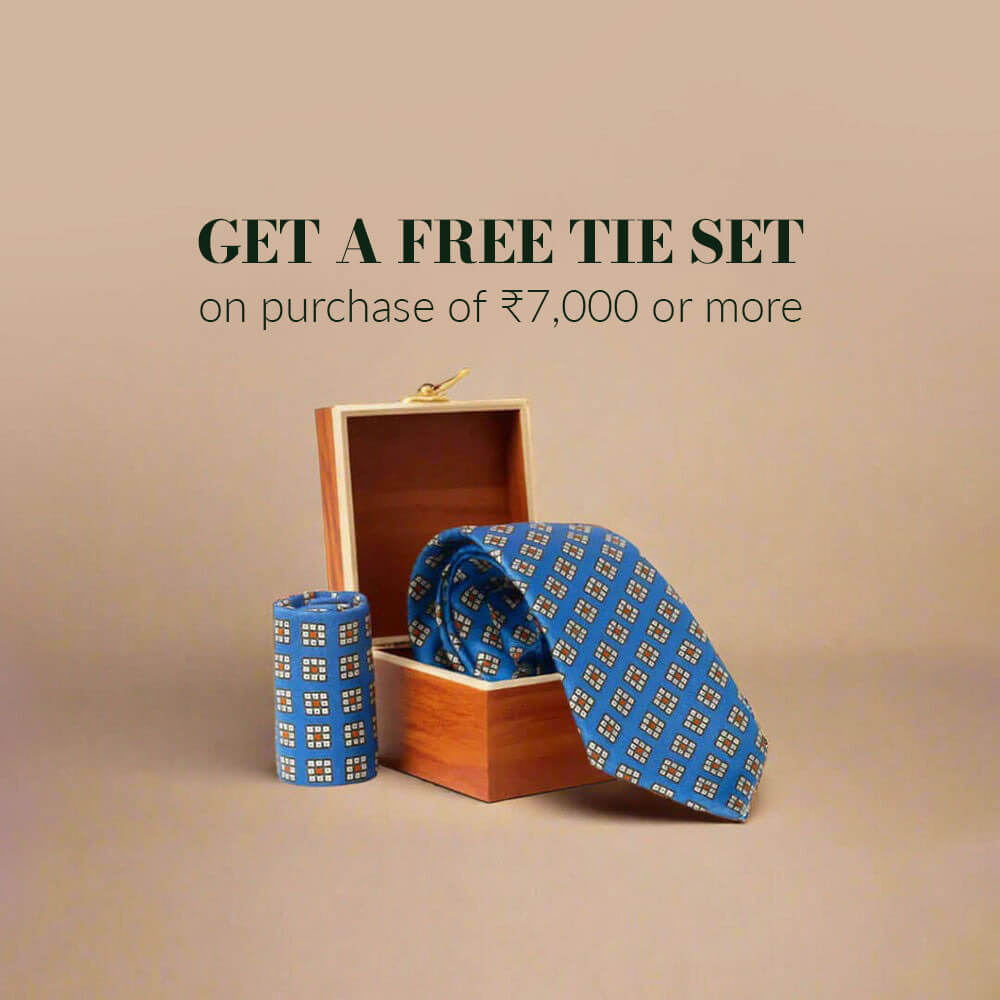 Diamond Squares Handmade Tie & Pocket Square in Sky & Ivory