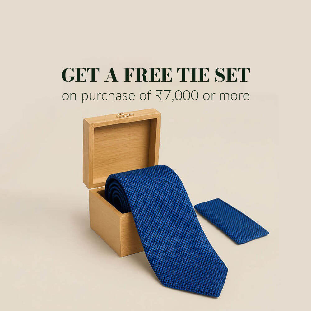 Houndstooth Handmade Tie & Pocket Square in Navy & Cobalt