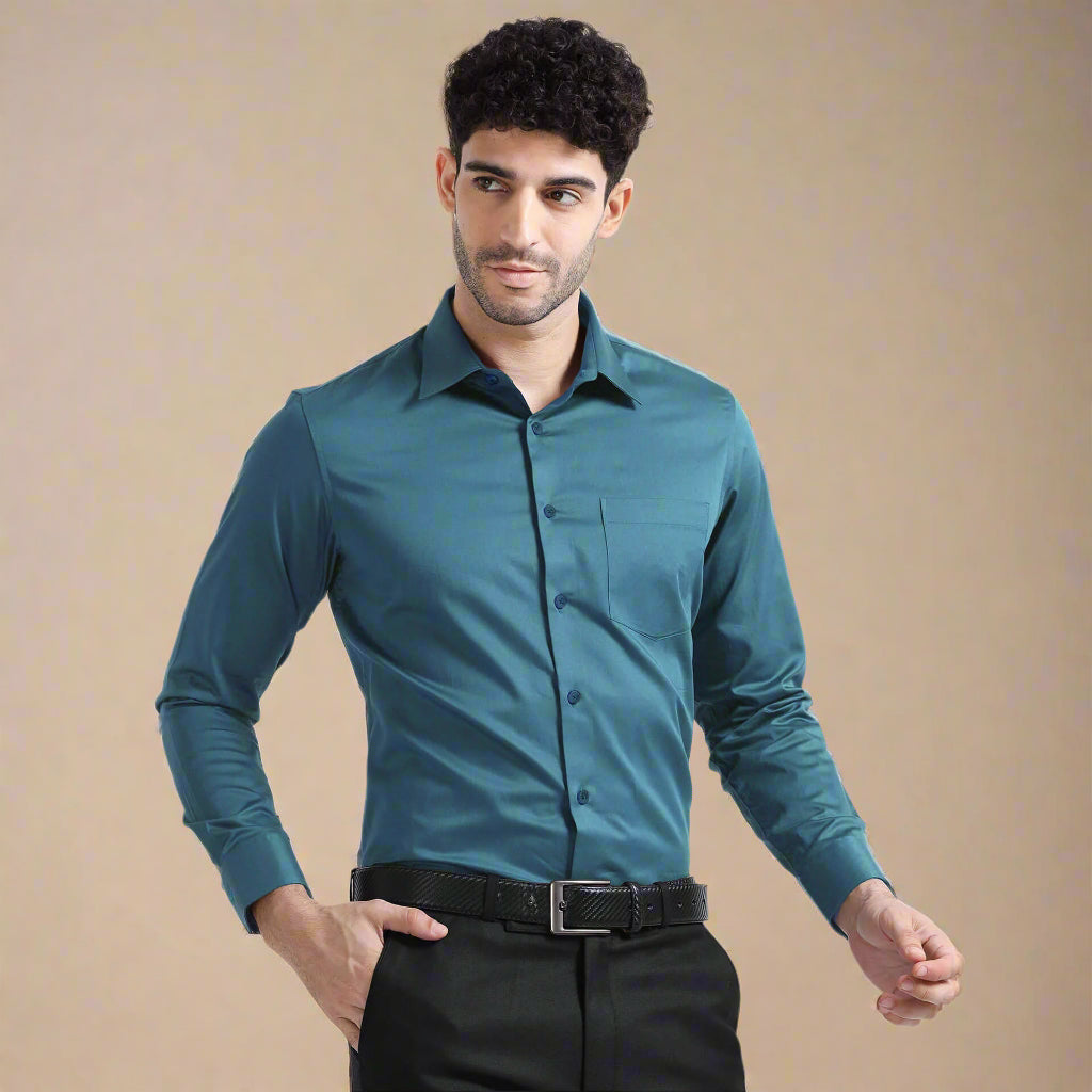 Cambridge Giza Cotton Shirt In Teal
