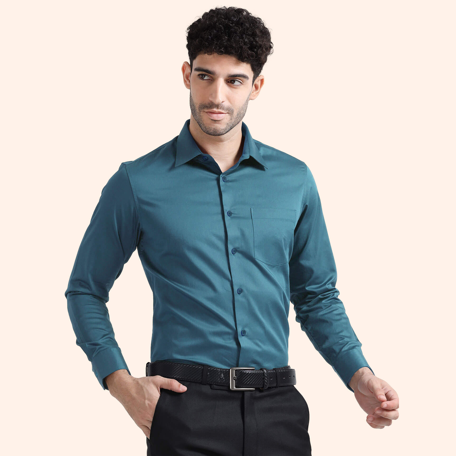 Cambridge Giza Cotton Shirt In Teal