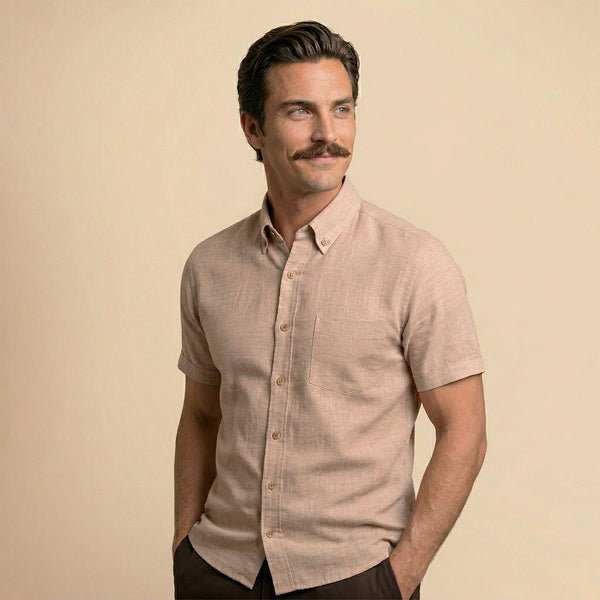 Breeze Linen Half Sleeves Shirt In Velvet Rose