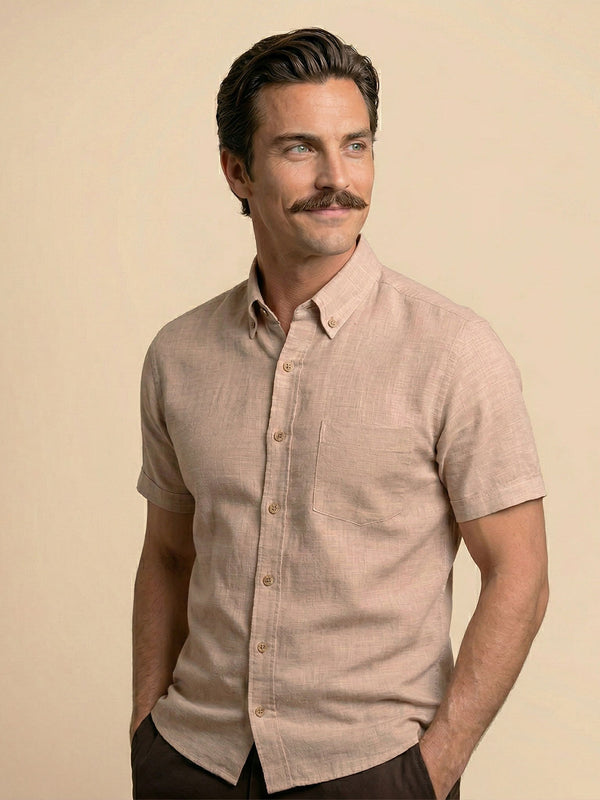 Breeze Linen Half Sleeves Shirt In Velvet Rose