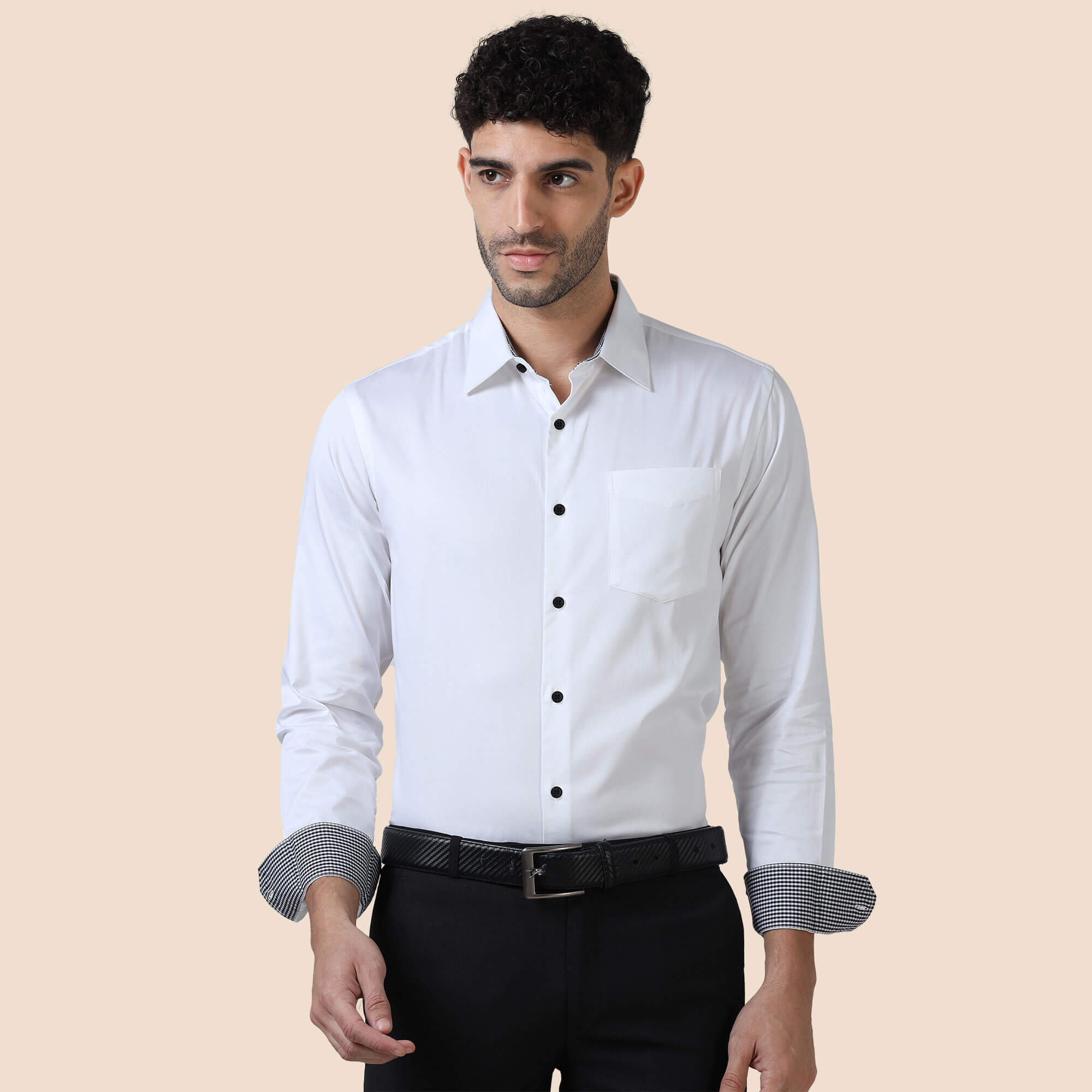 Vintage White With Black Buttons