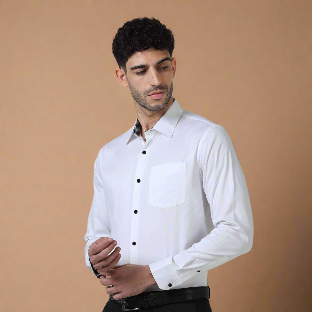 Vintage White With Black Buttons
