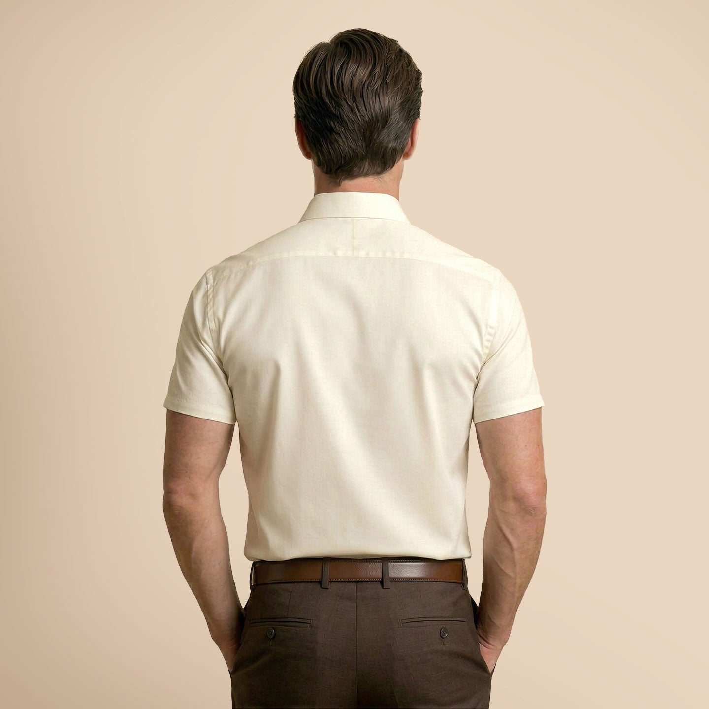 Ashley Half Sleeves Giza Cotton Shirt In Vanilla