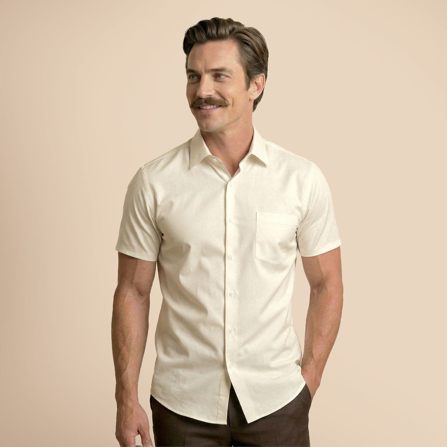 Ashley Half Sleeves Giza Cotton Shirt In Vanilla