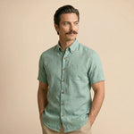 Breeze Linen Half Sleeves Shirt In Watercress