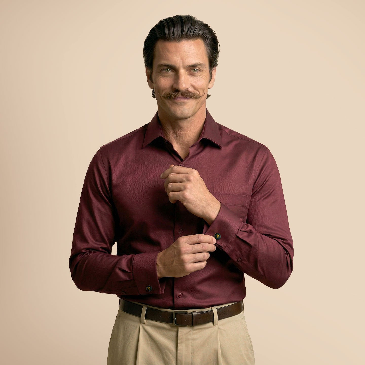 French Cuff Giza Cotton Shirt In Wineberry