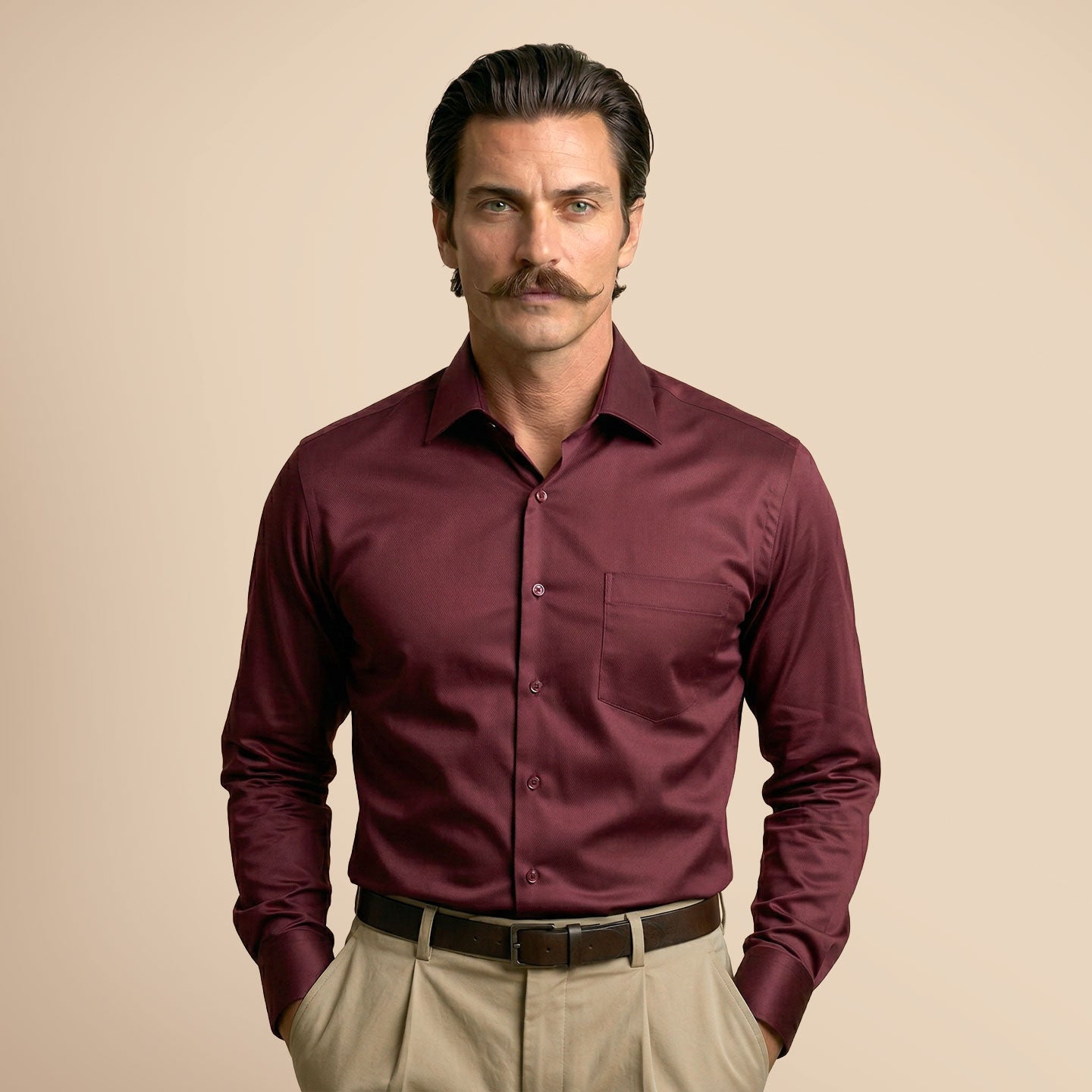 French Cuff Giza Cotton Shirt In Wineberry