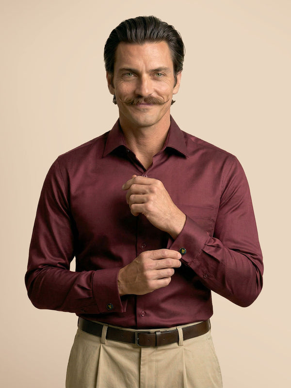 French Cuff Giza Cotton Shirt In Wineberry