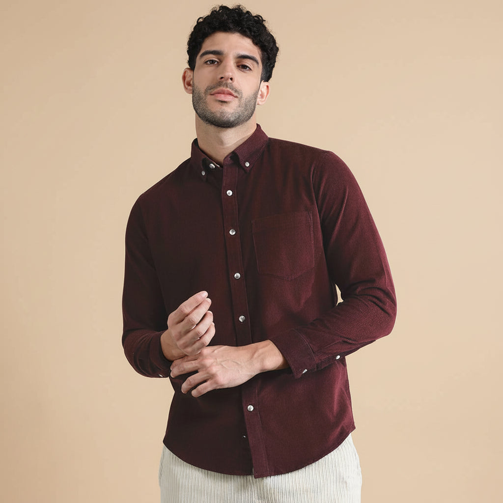Cruise Corduroy Shirt In Wineberry