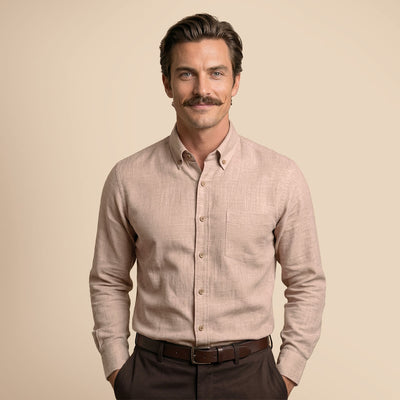Breeze Linen Full Sleeves Shirt In Wood Rose