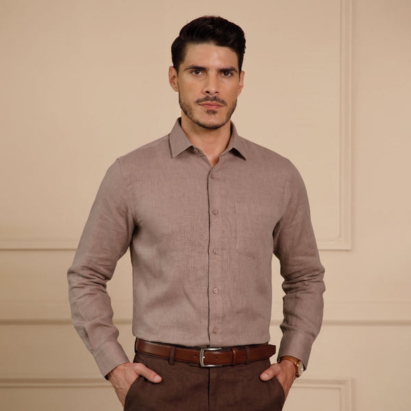 Cedar Pure Linen Full Sleeves Shirt In Pearl Rose