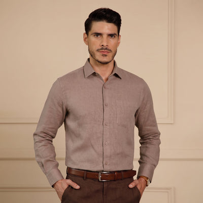 Cedar Pure Linen Full Sleeves Shirt In Pearl Rose