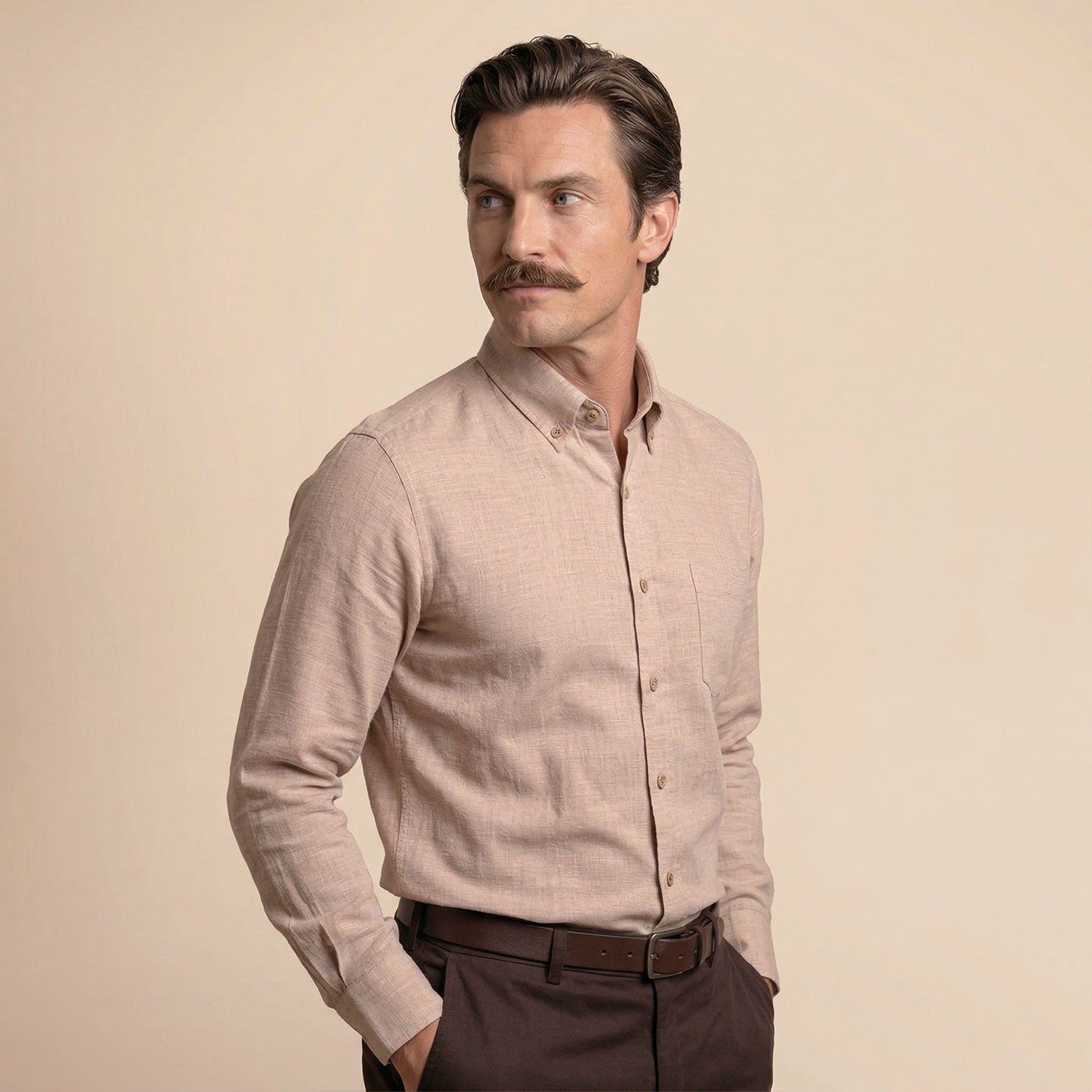 Breeze Linen Full Sleeves Shirt In Wood Rose