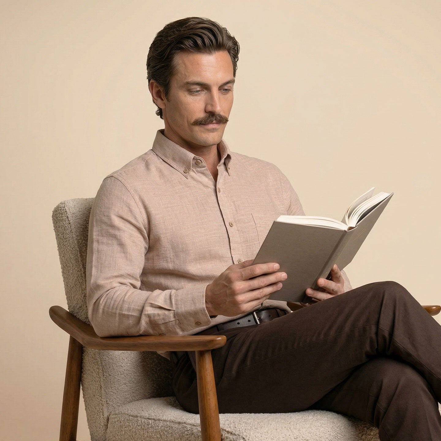 Breeze Linen Full Sleeves Shirt In Wood Rose