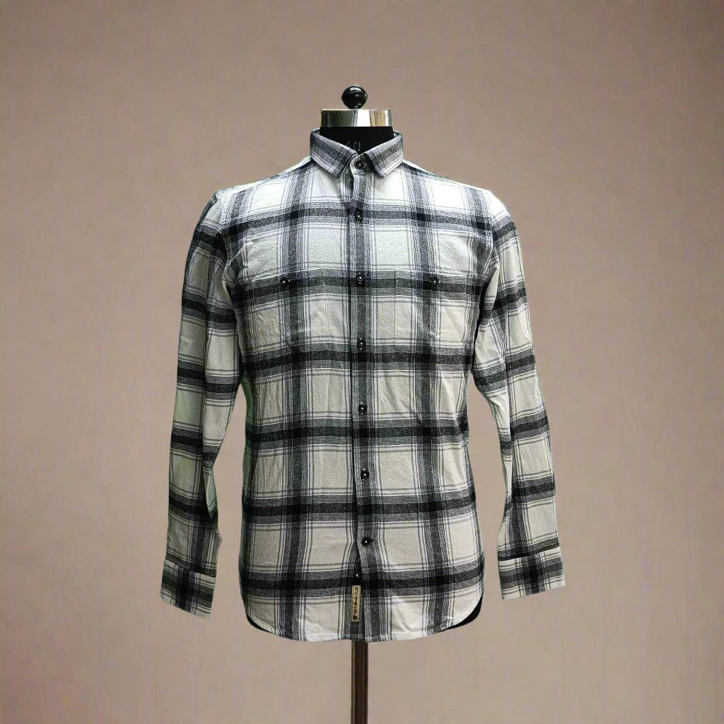 Lumber Flannel Check Shirt In Antique White