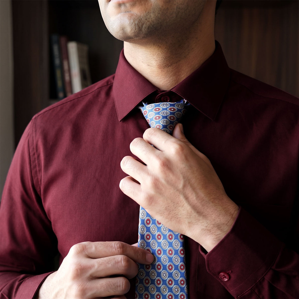 Premium Best-Seller Giza Shirt In Wineberry & Cobalt/Wine Tie Combo