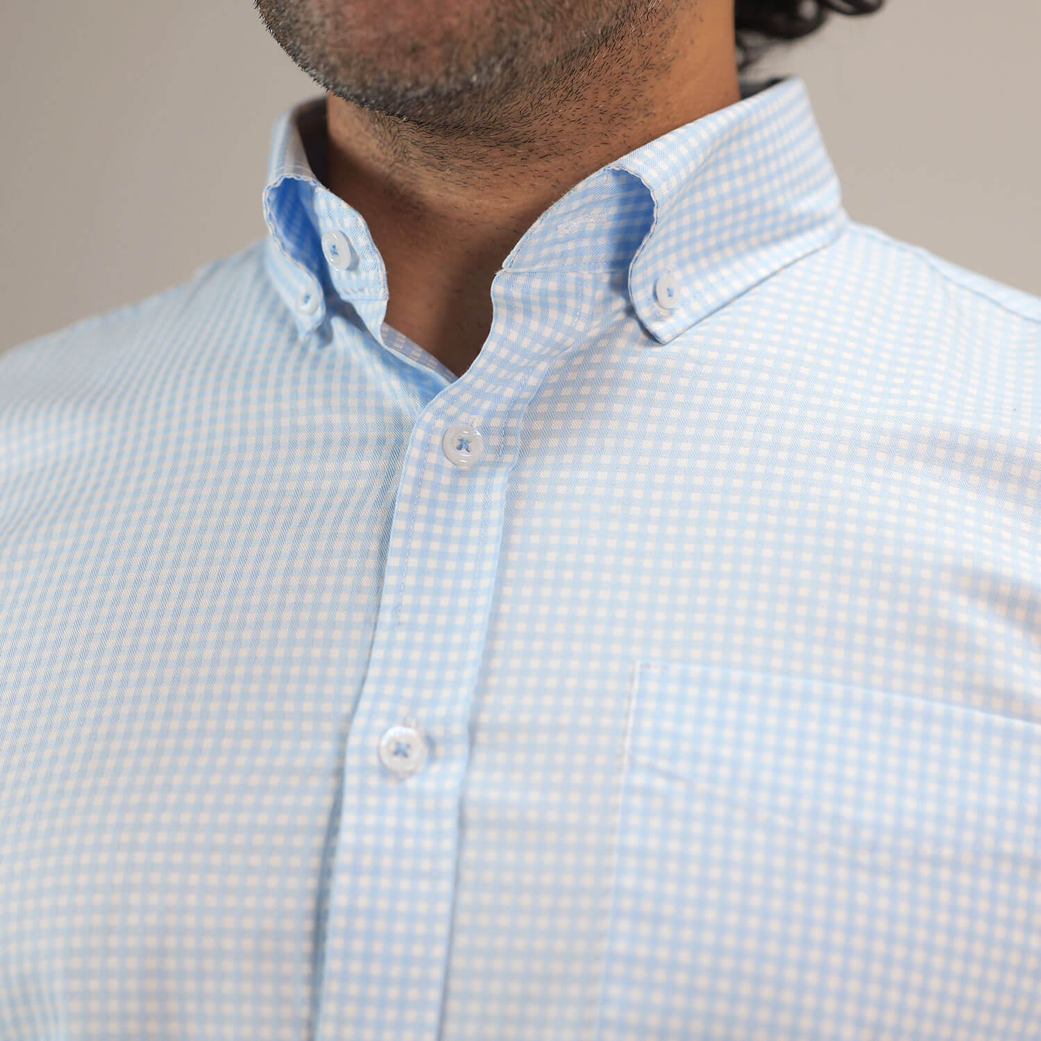 Gingham 2 Ply Check Shirt In Cloud Blue