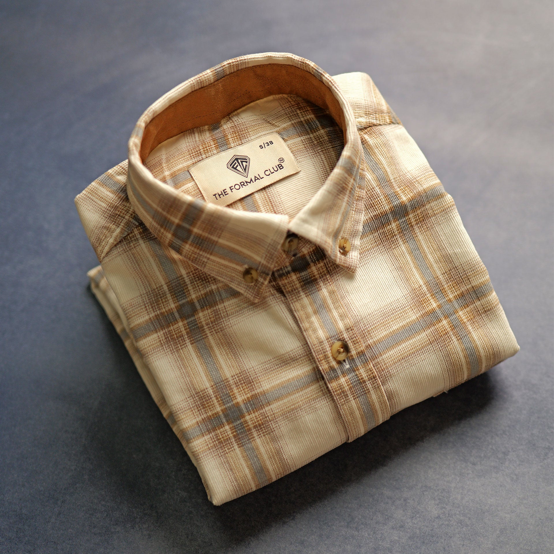 Cruise Checks Corduroy Shirt In Ecru