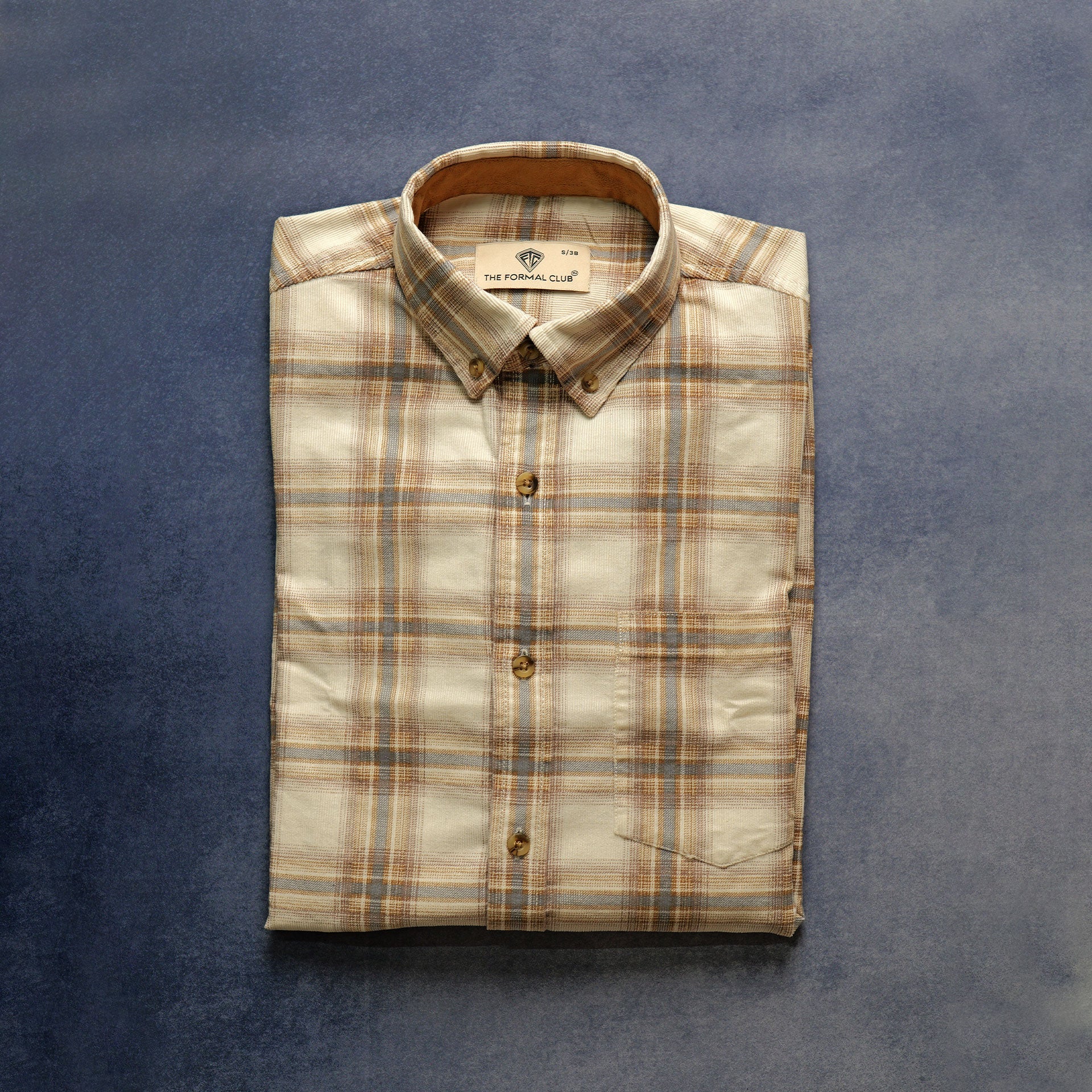 Cruise Checks Corduroy Shirt In Ecru