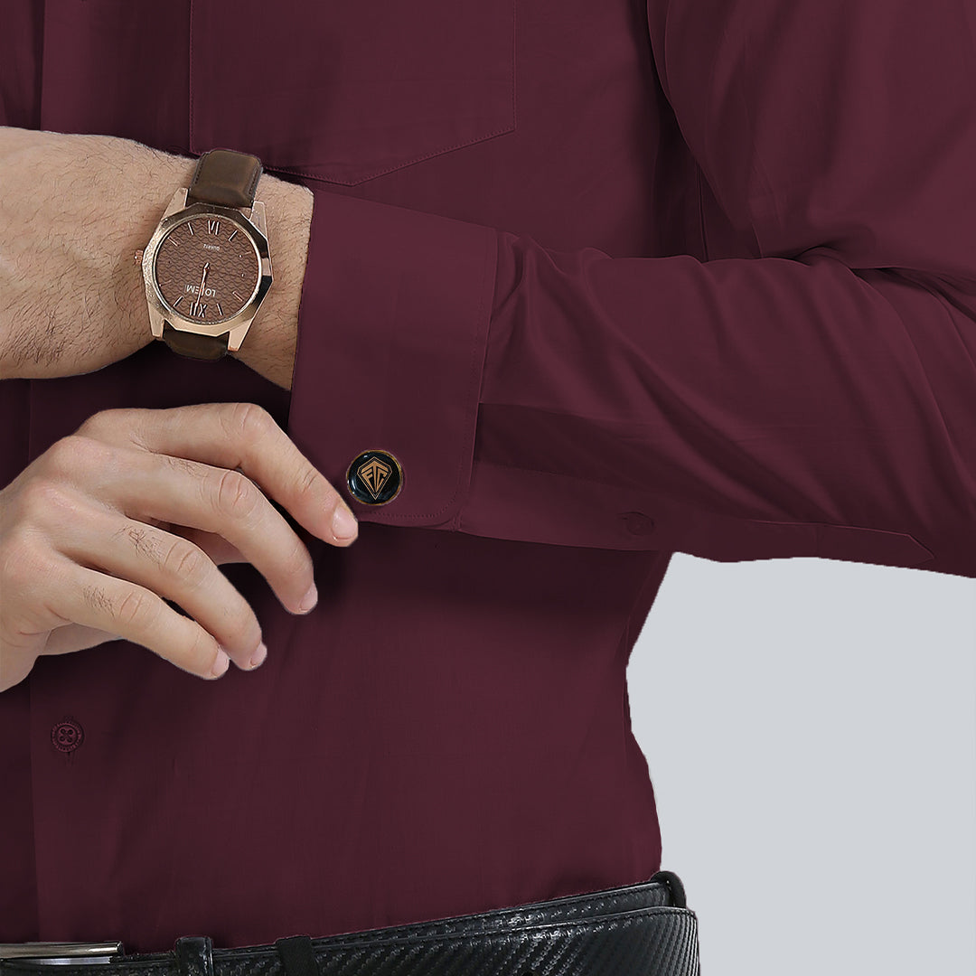 French Cuff Giza Cotton Shirt in Wineberry