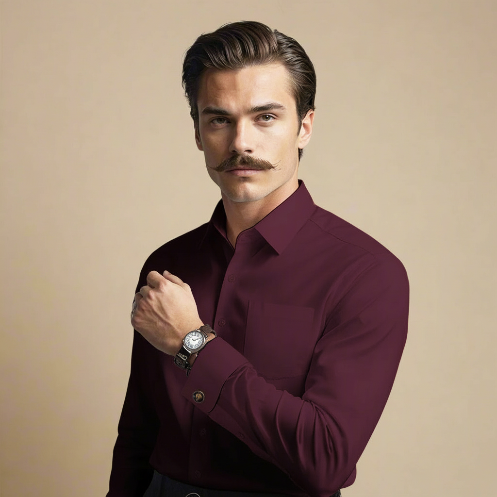 French Cuff Giza Cotton Shirt in Wineberry