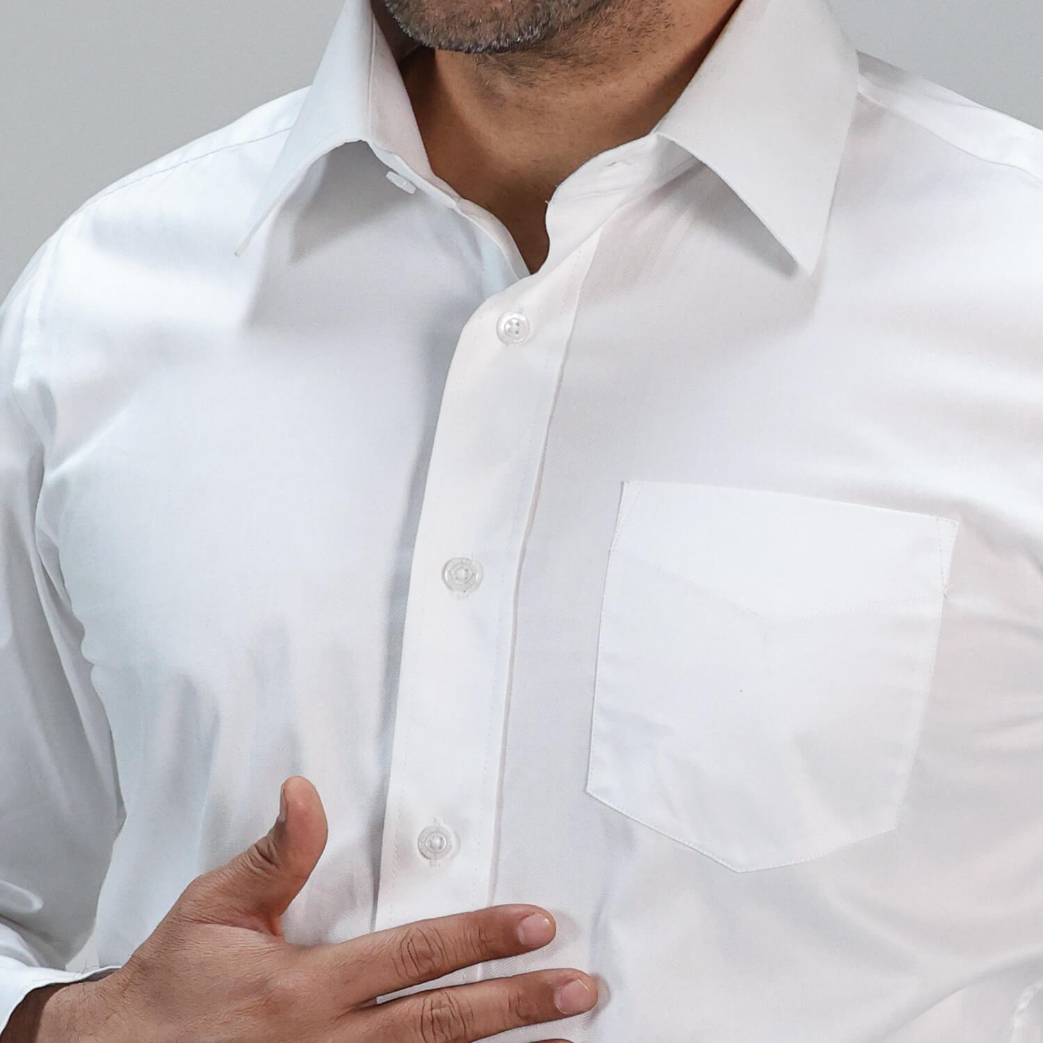 Hampstead 2 Ply Giza Cotton Shirt in Pearl White