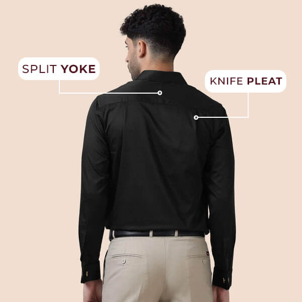 Keneth Black Shirt with Signature Concealed Placket & French Cuff