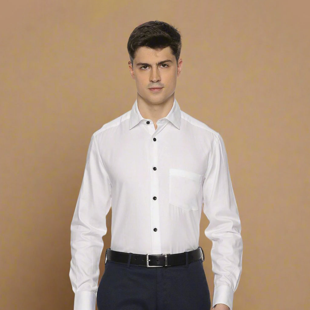 Eclipse Twill Solid Shirt In White Regular Fit