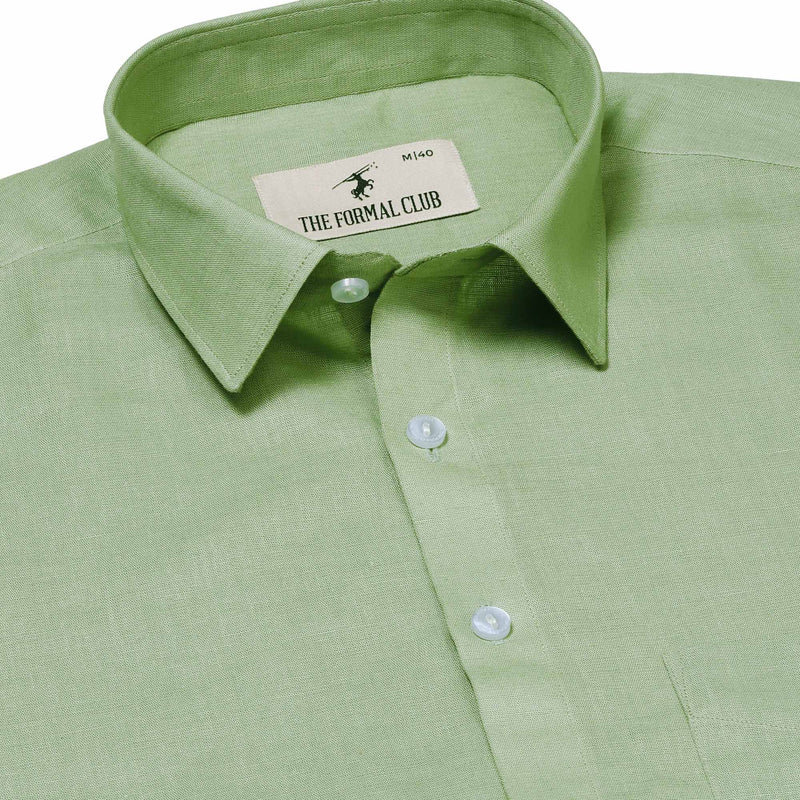 Luna Lenin Solid Shirt In Olive Green