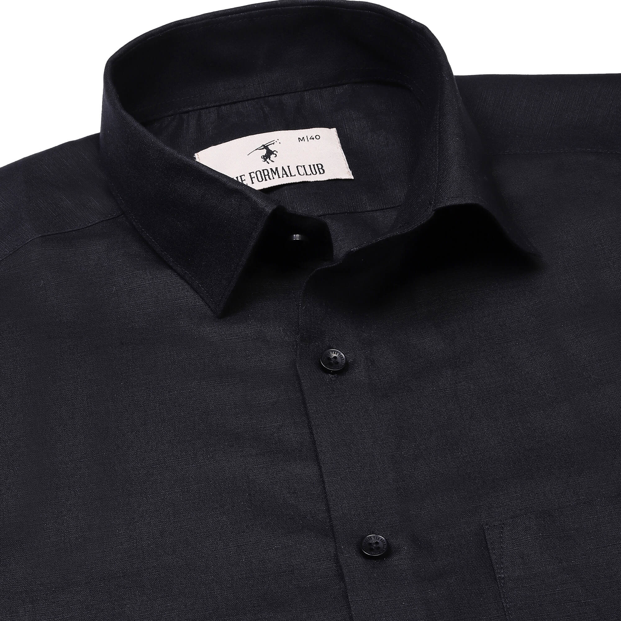 Luna Lenin Solid Shirt In Black Slim Fit - The Formal Club