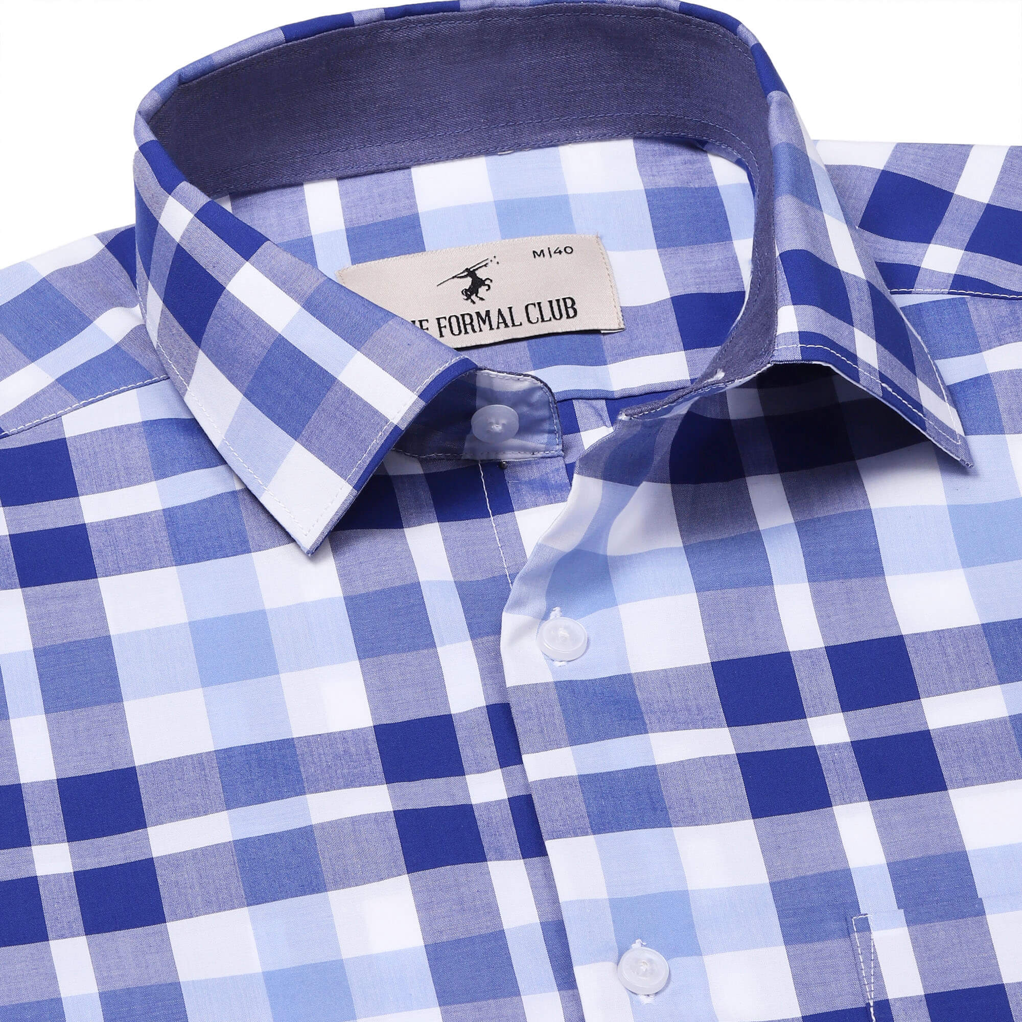 Zephyr Check Shirt In White And Blue Regular Fit