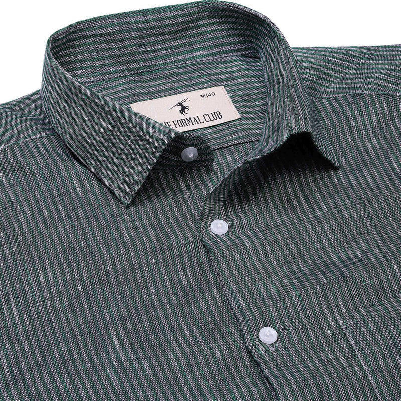 Luna Lenin Stripes Shirt In Green Regular Fit