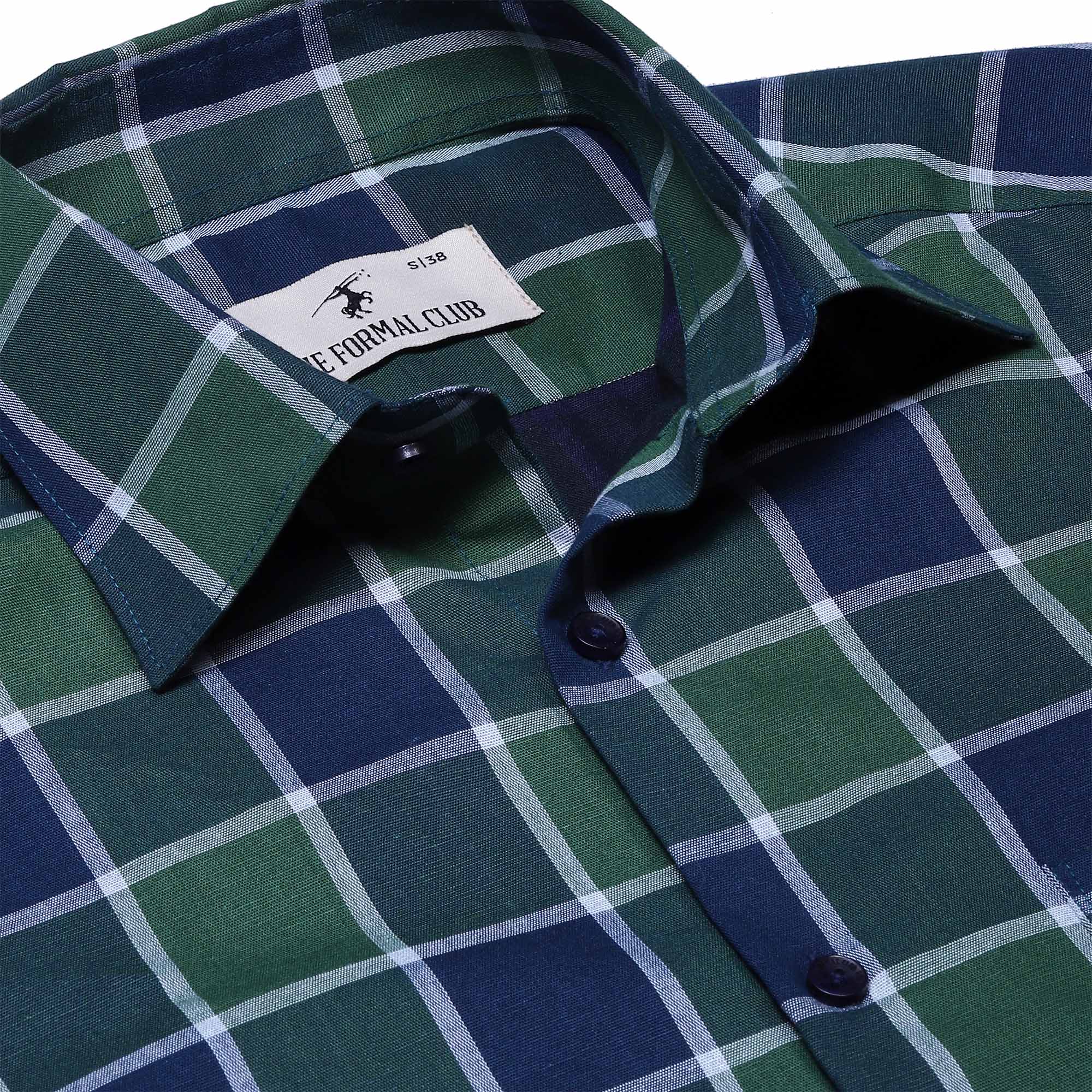 Printed Box Check Shirt In Green