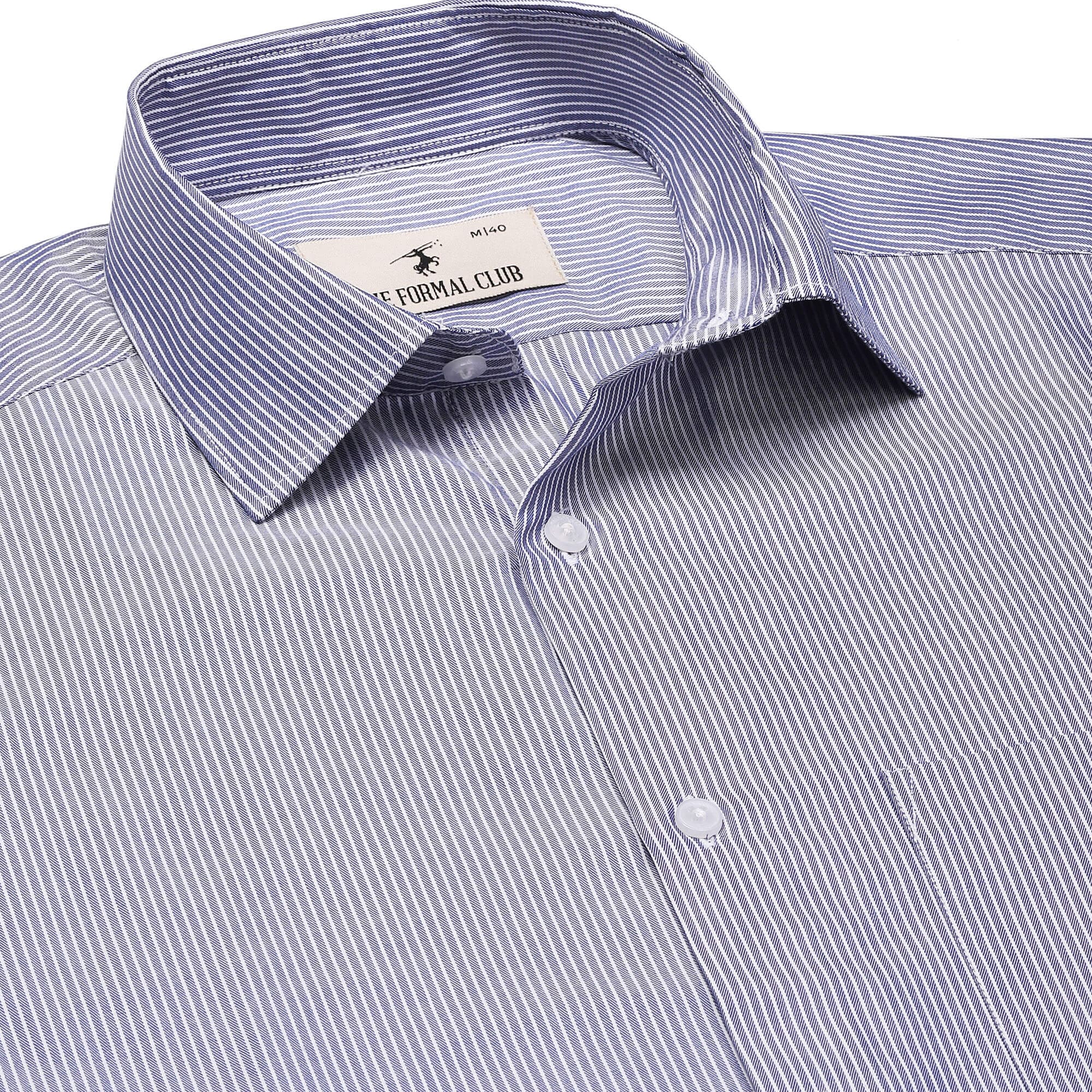 Eclipse Twill Stripe Shirt In Blue Slim Fit - The Formal Club