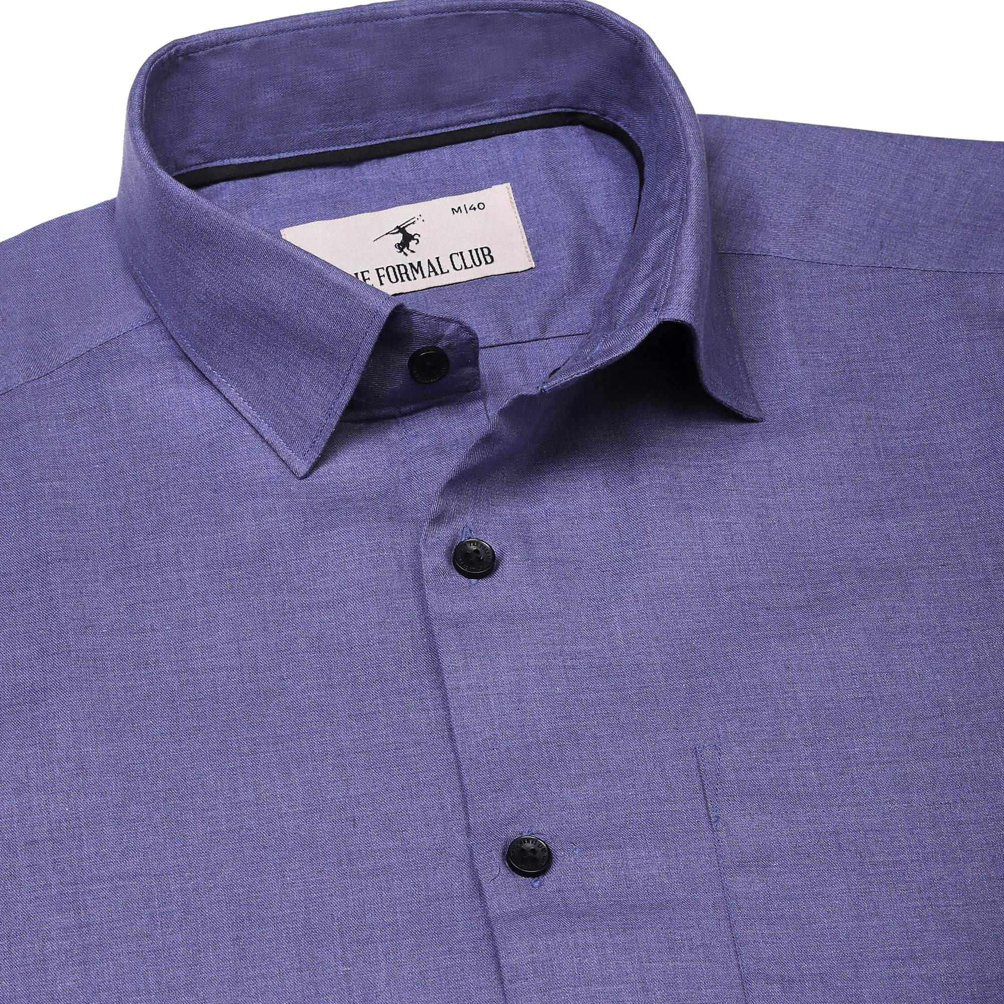Blendix Twill Solid Shirt In Blue Slim Fit