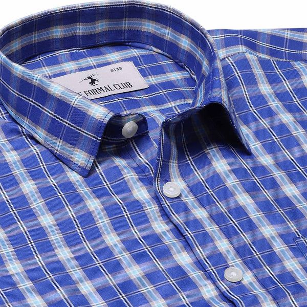 Vento Twill Check Shirt in Blue