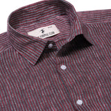 Luna Lenin Stripes Shirt In Marron Slim Fit