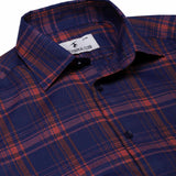 Tartan Yarn Dyed Check Shirt In Indigo Rustic Red