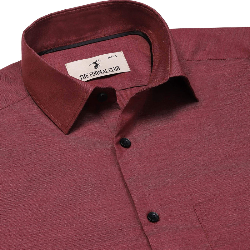 Blendix Twill Solid Shirt In Maroon Regular Fit