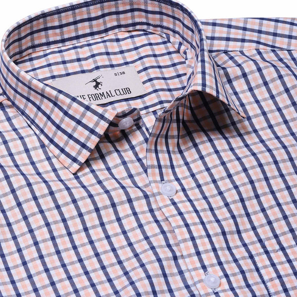 Tesla Peach and Blue Check Shirt