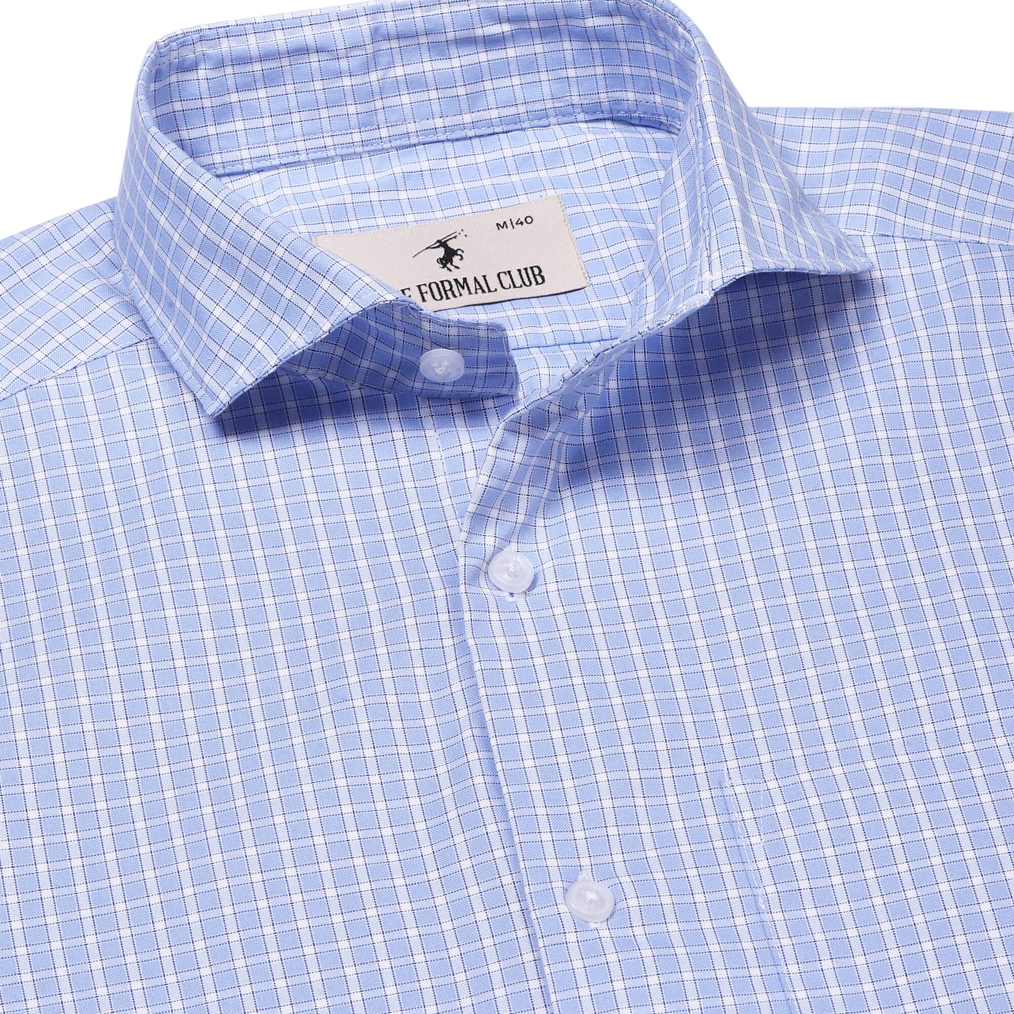Regal Oxford Check Shirt In Sky Blue Regular Fit - The Formal Club
