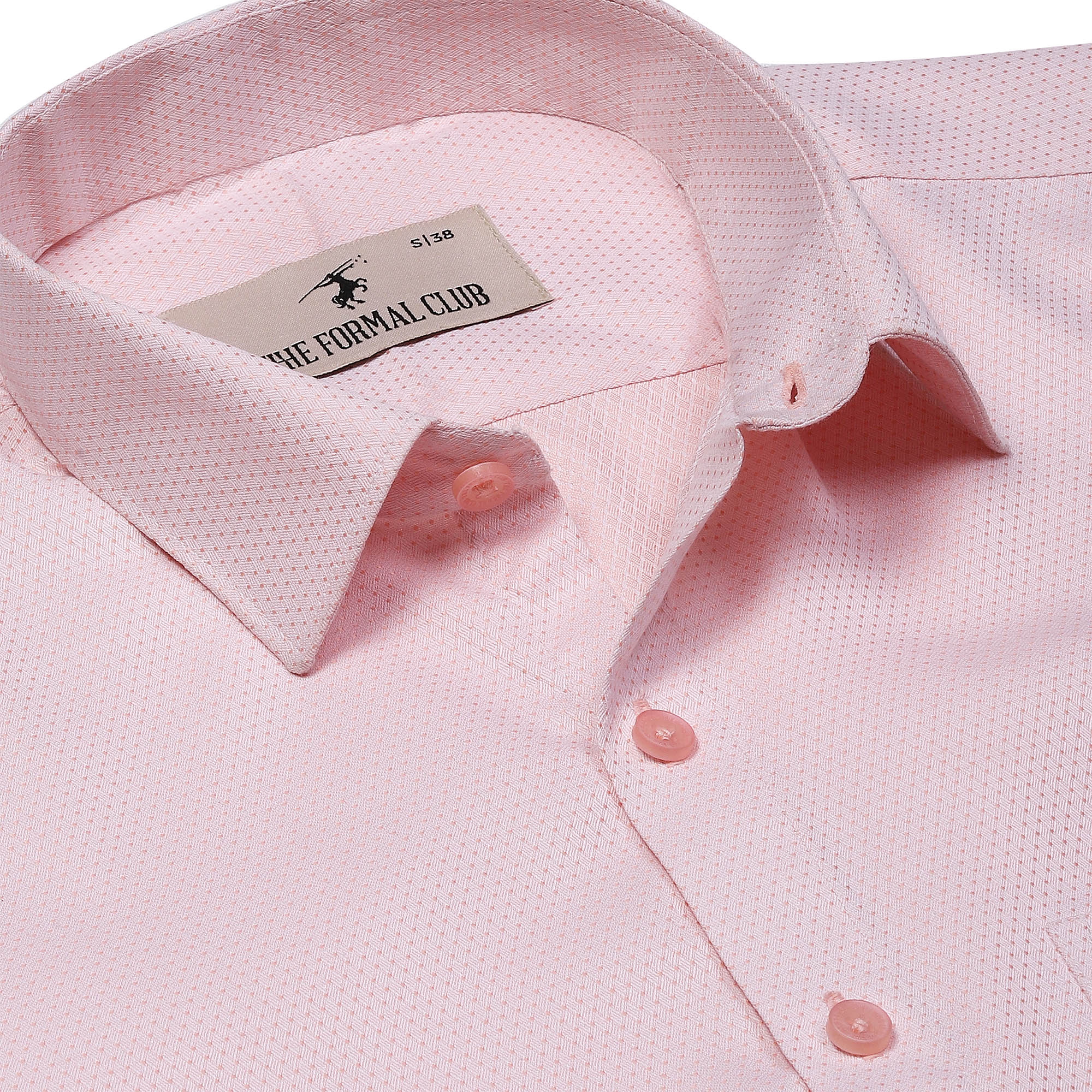 Mikey Dobby Textured Shirt in Peach - The Formal Club