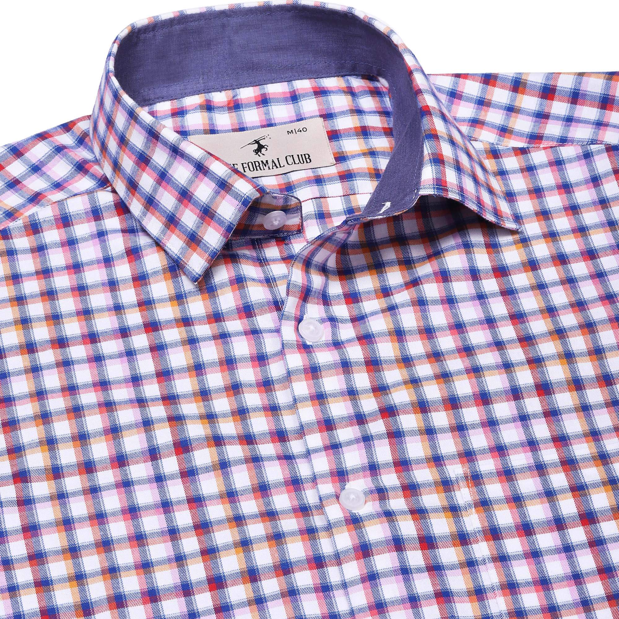 Eclipse Twill Check Shirt In Blue And Red Slim Fit
