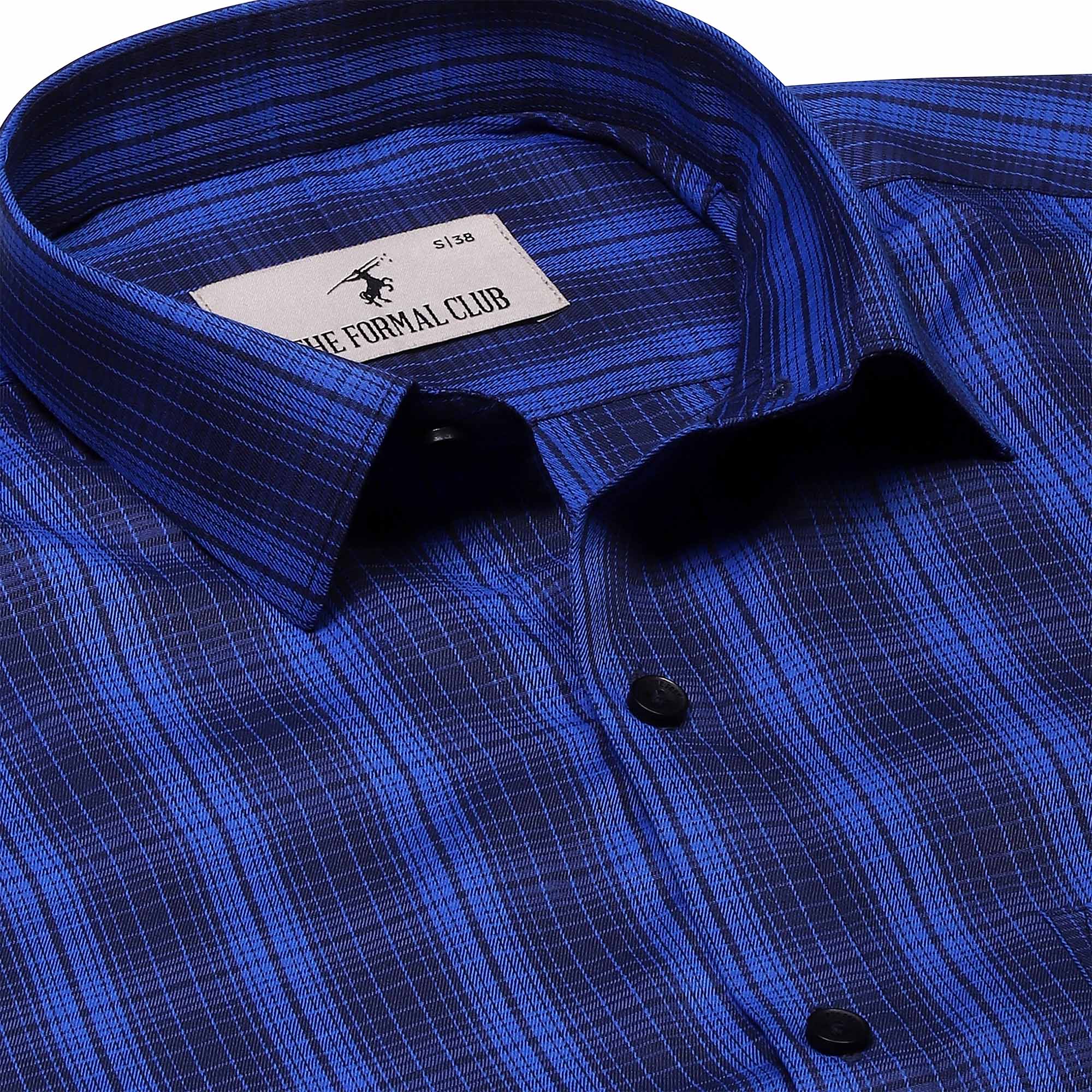 Vento Twill Check Shirt in Blue Black