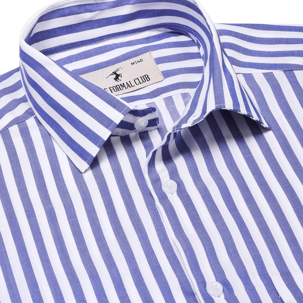 Eclipse Twill Stripe Shirt In White And Blue Slim Fit - The Formal Club