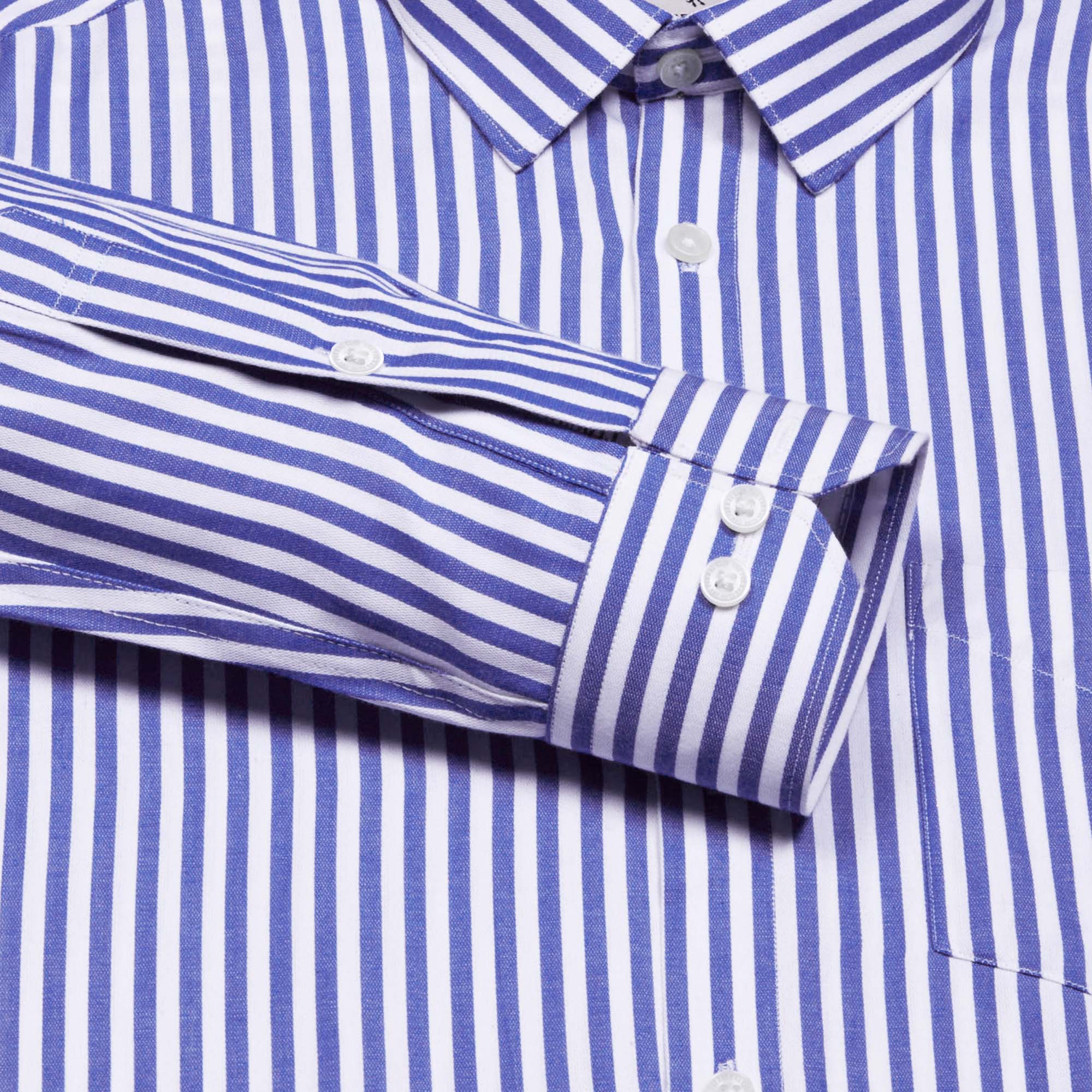 Eclipse Twill Stripe Shirt In White And Blue Slim Fit - The Formal Club