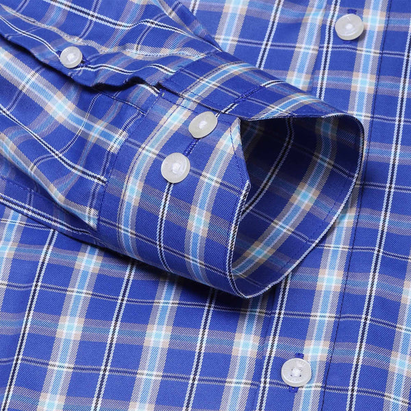 Vento Twill Check Shirt in Blue
